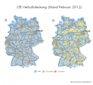 LTE Netzabdeckung Februar 2012, (c) by infoware und Tele Atlas NV