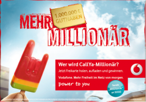 Aktuelle Vodafone-Aktion: Gewinnspiel 1 Mio. Euro Guthaben gewinnen