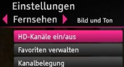 Entertain HD-Kanäle ein/aus