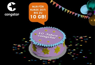10 GB Datenvolumen mit dem congstar Geburstagsspecial