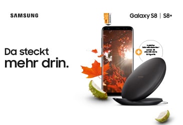 Samsung Galaxy S8 oder S8+ mit kostenloser induktiver Schnellladestation und 64 GB microSD-Karte