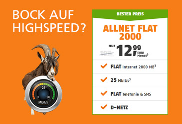 Preissenkung bei klarmobil Mobilfunktarifen: Allnet Flat 2000 ab 12,99 €