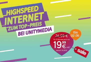 Unitymedia Highspeed Internet für nur 19,99 €