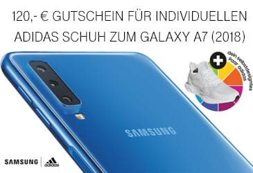 Samsung Galaxy A7 (2018) bestellen und 120,- € Gutschein für individuelle adidas Schuh erhalten