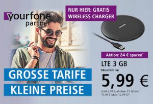 Jetzt yourfone Vertriebspartner Plus werden und gratis Wireless Charger zum yourfone Tarif anbieten