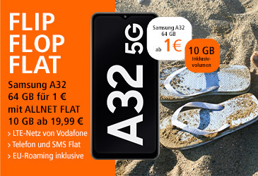 otelo Flip-Flop-Flat: Samsung A32 für 1 € im otelo Tarif mit 10 GB