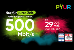 PŸUR Black Deals: 500 Mbit/s ab 29,99 €/Monat