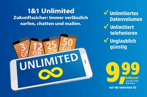 1&1 Unlimited ab 9,99 €/Monat