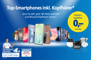 1&1: Top-Smartphones inkl. Kopfhörer