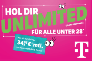 MagentaMobil L Young mit unlimited Daten für 34,95 €/Monat